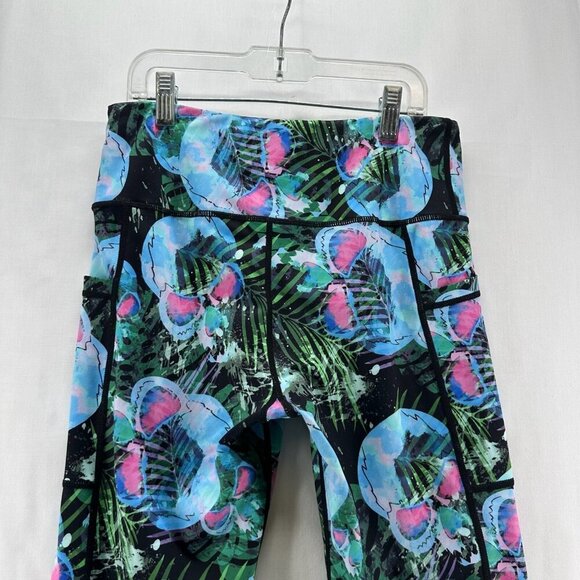 Constantly Varied Gear Leggings Size S Highrise Crop Skull Palm Print Blue Green - Picture 5 of 10